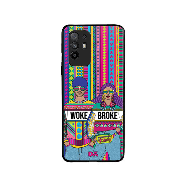 

DailyObjects Woke Broke Couple Glass Case Cover For Oppo F19 Pro Plus