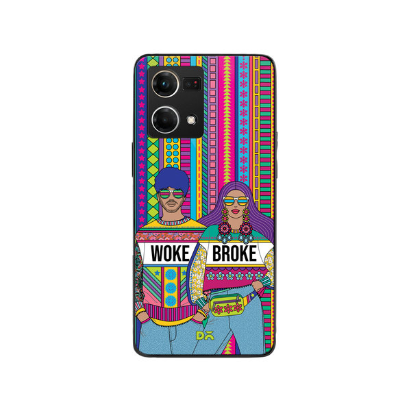 

DailyObjects Woke Broke Couple Glass Case Cover For Oppo F21 Pro