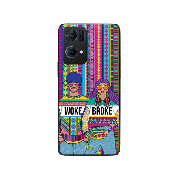 

DailyObjects Woke Broke Couple Glass Case Cover For Oppo Reno 7 Pro