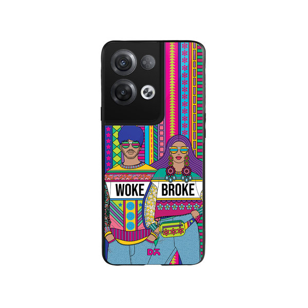 

DailyObjects Woke Broke Couple Glass Case Cover For Oppo Reno 8