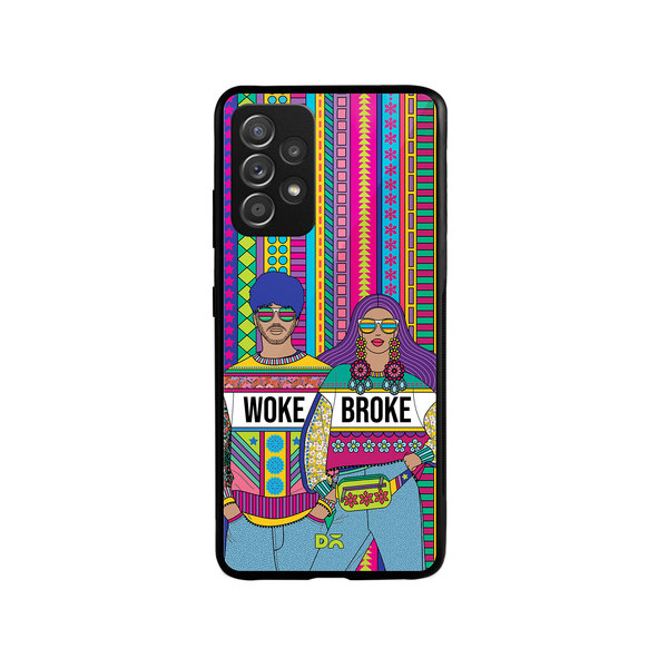 

DailyObjects Woke Broke Couple Glass Case Cover For Samsung Galaxy A73