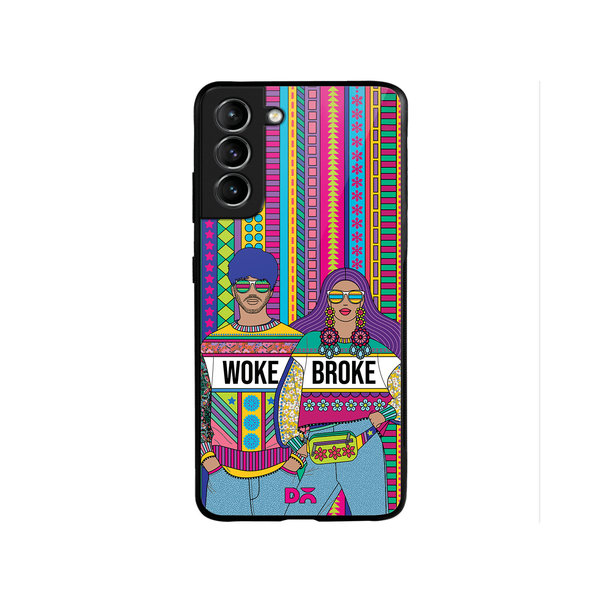 

DailyObjects Woke Broke Couple Glass Case Cover For Samsung Galaxy S22