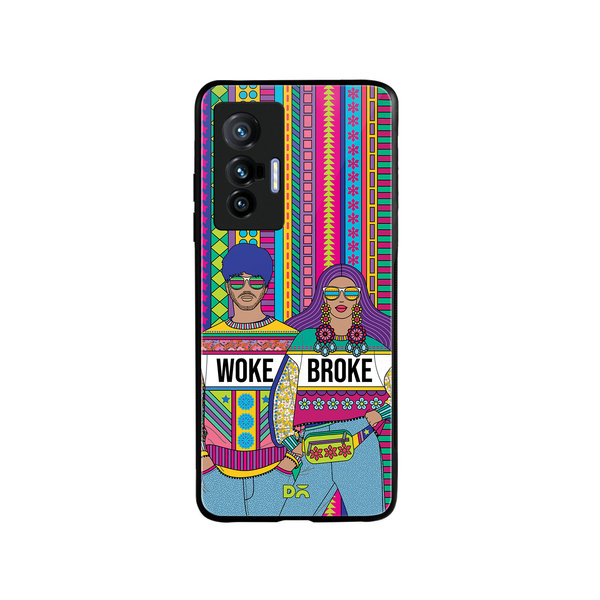 DailyObjects Woke Broke Couple Glass Case Cover For Vivo X70