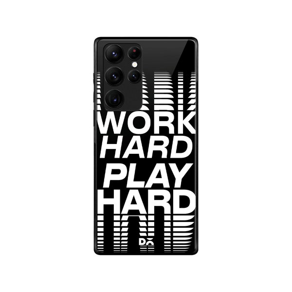DailyObjects Work Hard Glass Case Cover For Samsung Galaxy S22 Ultra