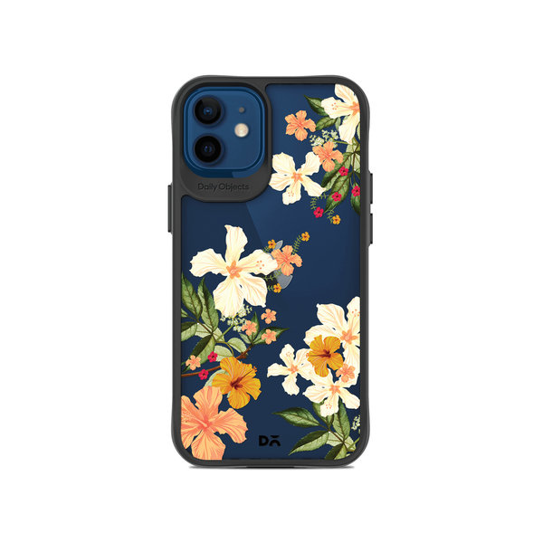 

DailyObjects Yellow Hibiscus Black Hybrid Clear Case Cover For iPhone 12