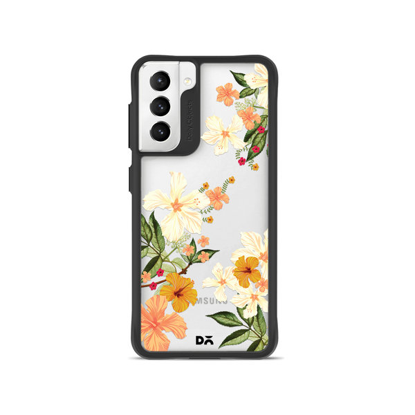 

DailyObjects Yellow Hibiscus Black Hybrid Clear Case Cover For Samsung Galaxy S21