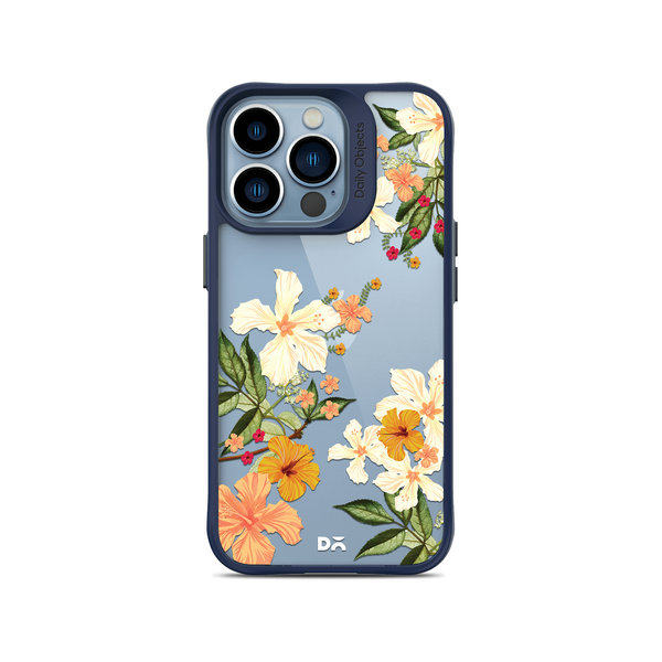 

DailyObjects Yellow Hibiscus Blue Hybrid Clear Case Cover For iPhone 13 Pro Max