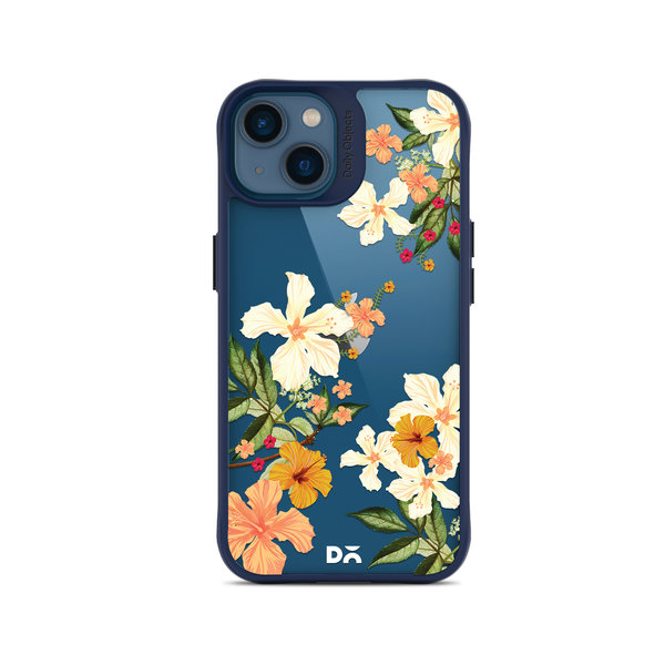 

DailyObjects Yellow Hibiscus Blue Hybrid Clear Case Cover For iPhone 14 Plus