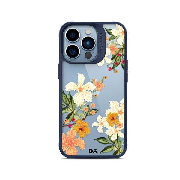 

DailyObjects Yellow Hibiscus Blue Hybrid Clear Case Cover For iPhone 14 Pro