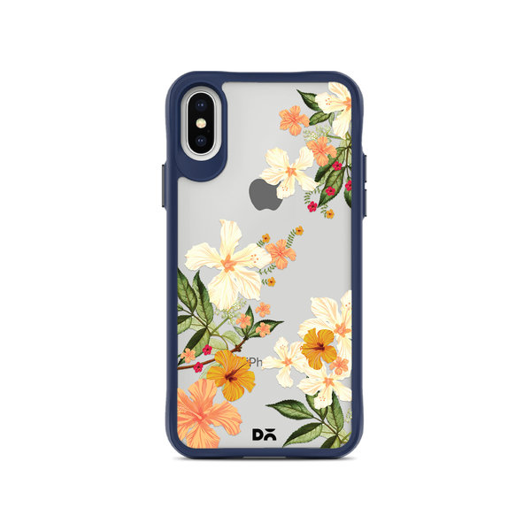

DailyObjects Yellow Hibiscus Blue Hybrid Clear Case Cover For iPhone XS