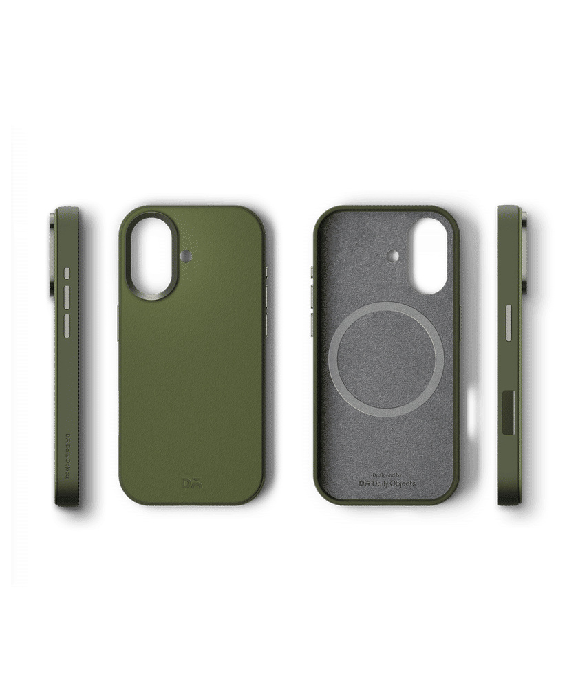 Green-Olive Leatherite MagSafe Phone Case Cover for iPhone 16 Plus