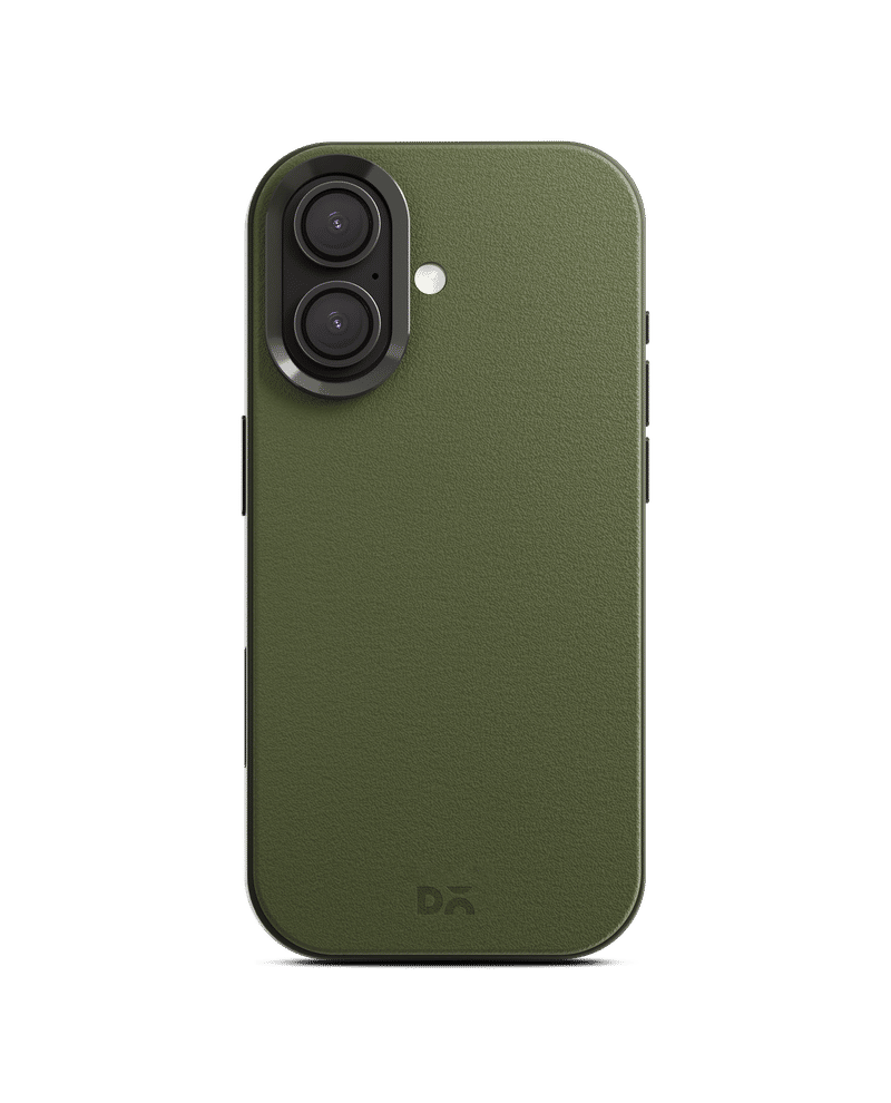 Green-Olive Leatherite MagSafe Phone Case Cover for iPhone 16 Plus
