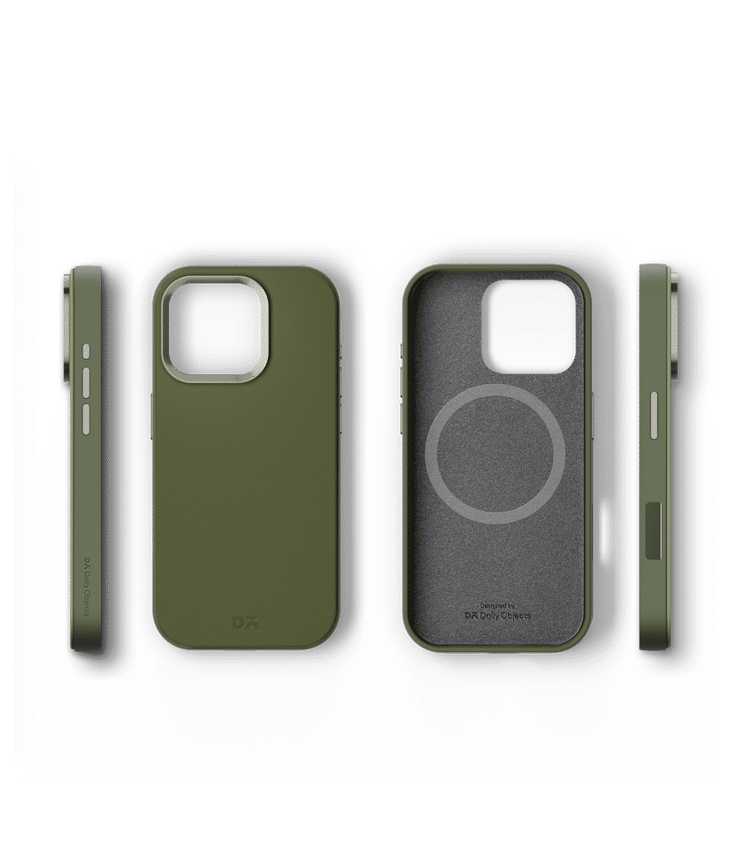 Green-Olive Leatherite MagSafe Phone Case Cover for iPhone 16 Pro