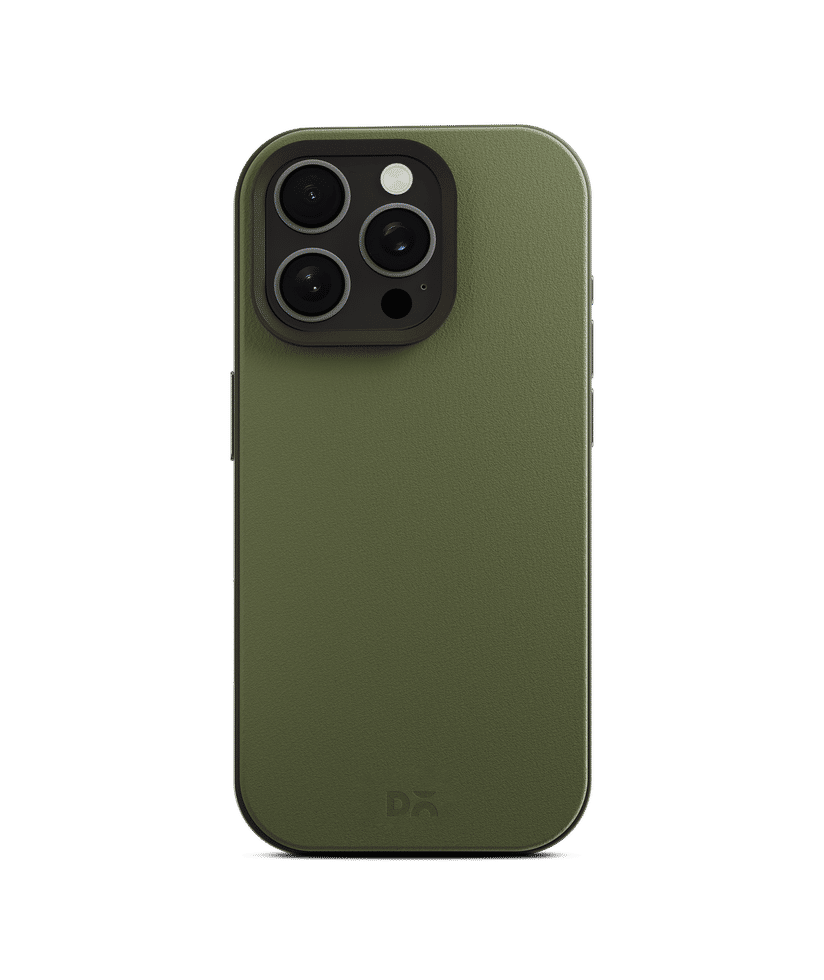 Green-Olive Leatherite MagSafe Phone Case Cover for iPhone 16 Pro