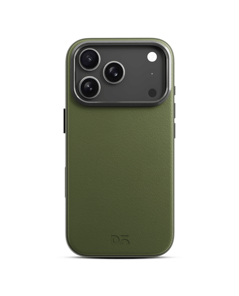 Green-Olive Leatherite MagSafe Phone Case Cover for iPhone 17 Pro