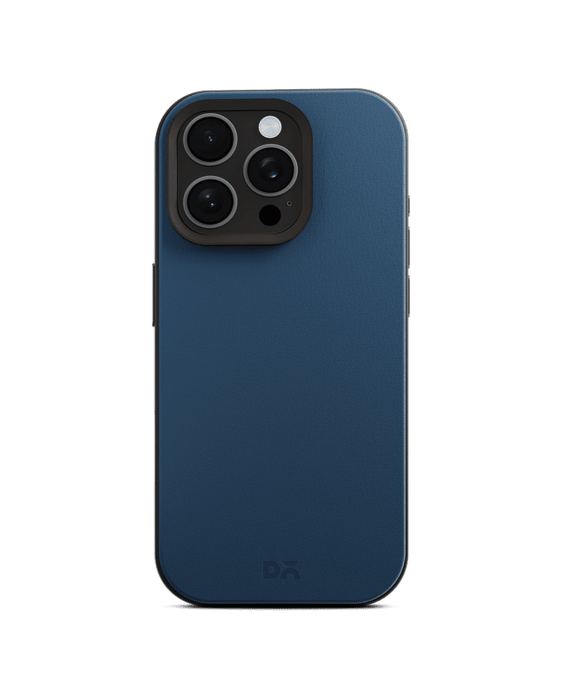 Navy Blue-Grey Leatherite MagSafe Phone Case Cover for iPhone 14 Pro