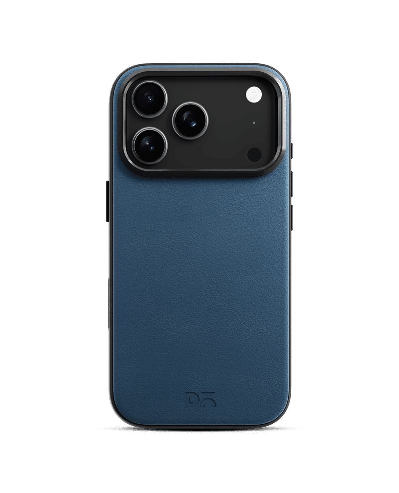 Navy Blue-Grey Leatherite MagSafe Phone Case Cover for iPhone 17 Pro