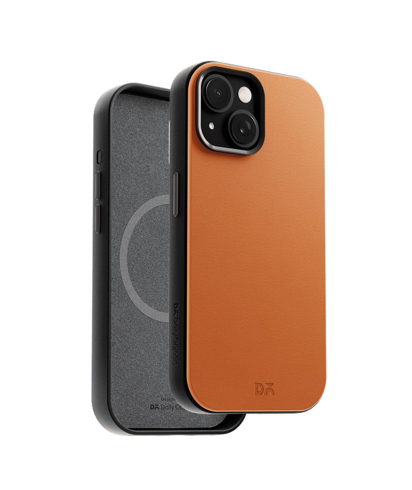 Tan-Grey Leatherite MagSafe Phone Case Cover for iPhone 15