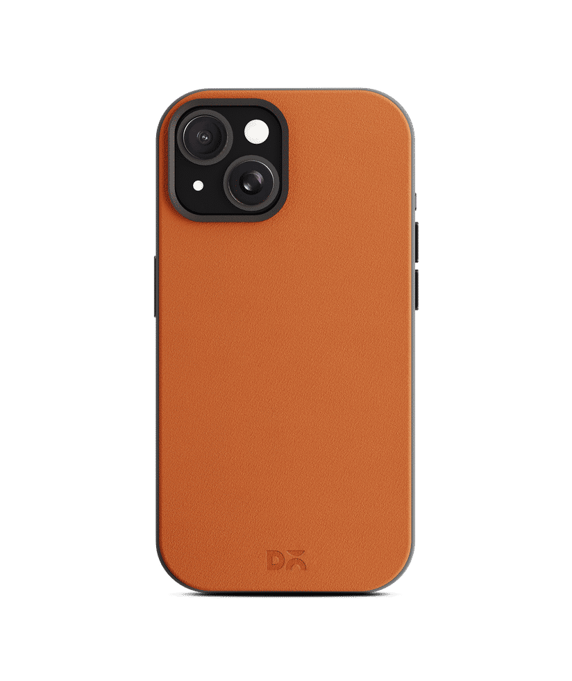 Tan-Grey Leatherite MagSafe Phone Case Cover for iPhone 15