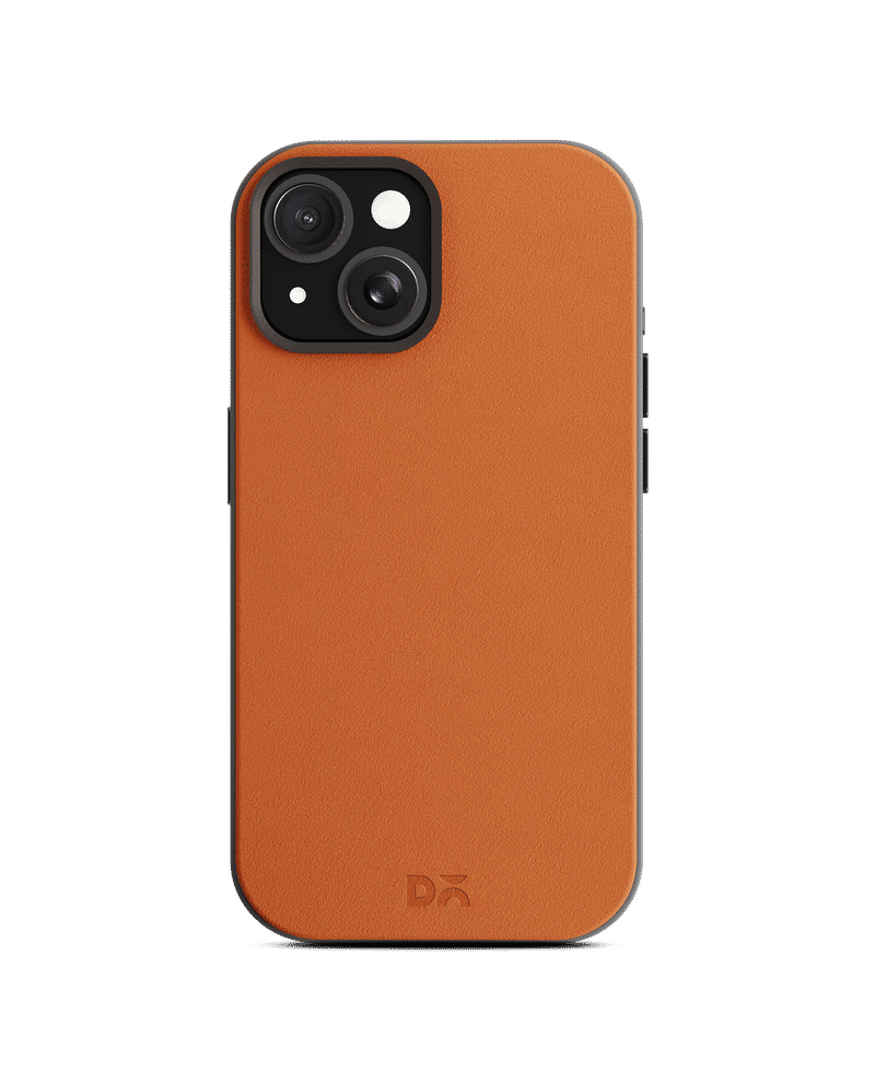 Tan-Grey Leatherite MagSafe Phone Case Cover for iPhone 15