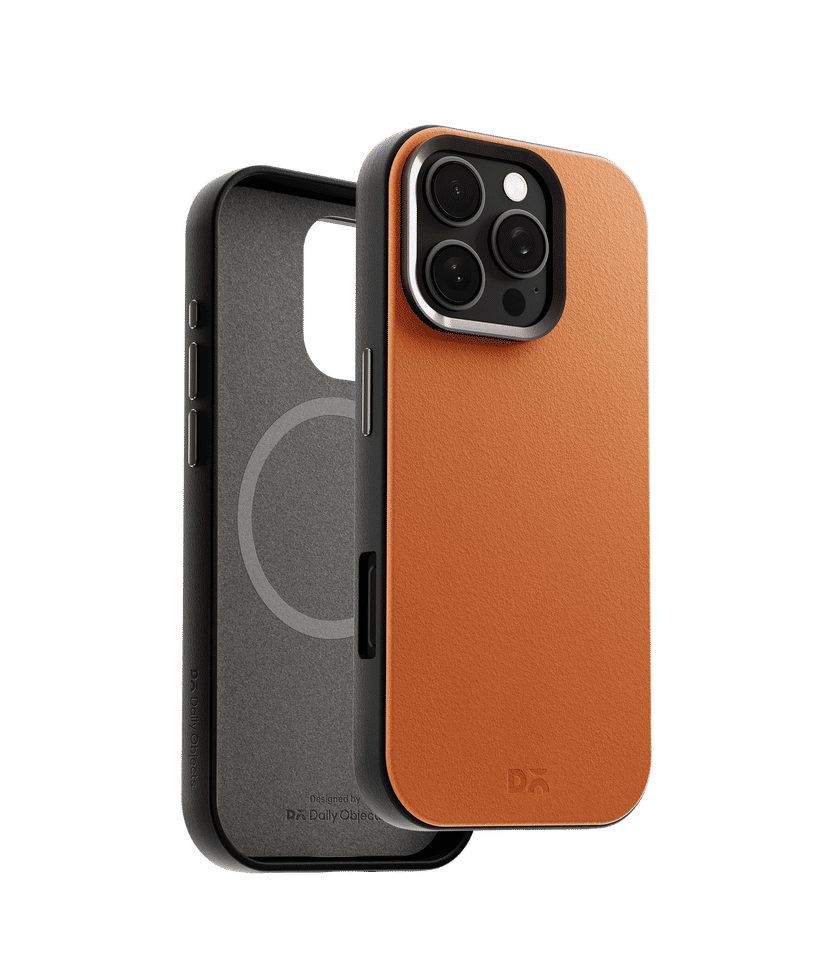 Tan-Grey Leatherite MagSafe Phone Case Cover for iPhone 16 Pro