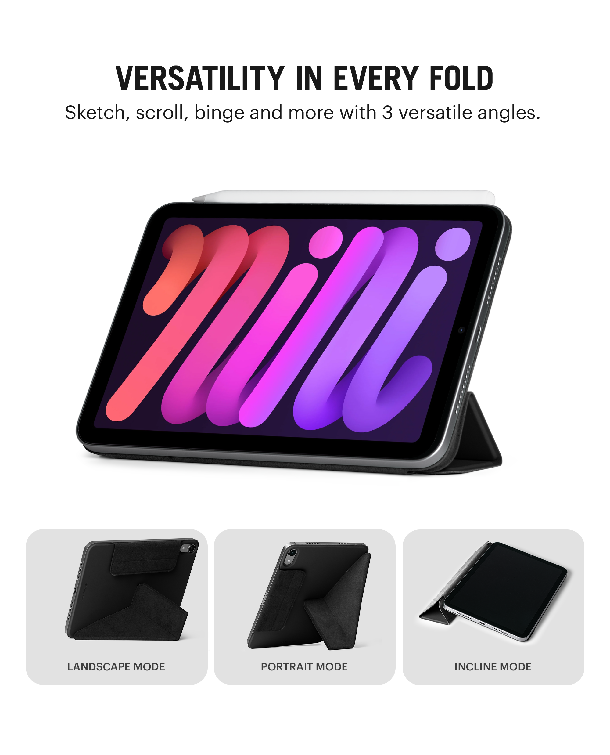 Pleat Y-Fold Magnetic iPad Case for iPad Mini 7 2024 8.3 Inch