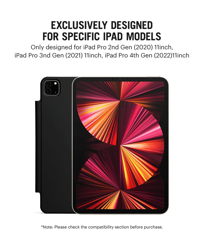 Black Pleat Y-Fold Magnetic iPad Case for iPad Pro 2nd Gen 2020 11 Inch