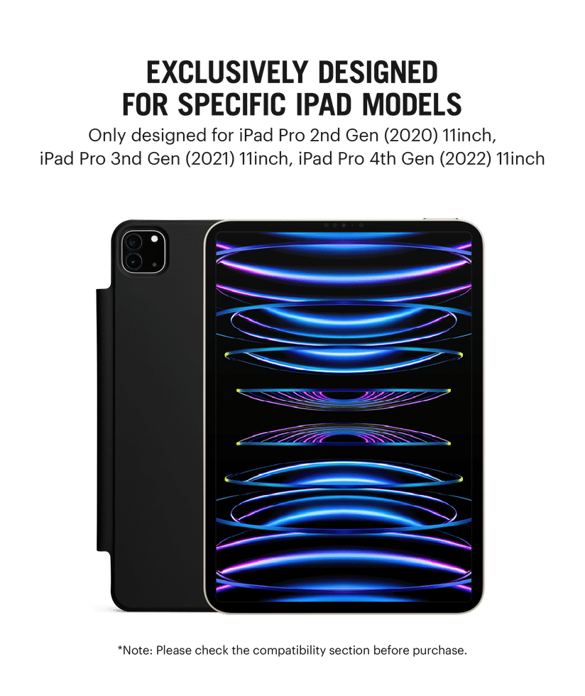 Black Pleat Y-Fold Magnetic iPad Case for iPad Pro 3nd Gen 2021 11