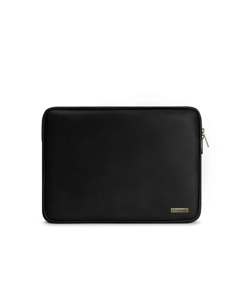 DailyObjects Black Vegan Leather Zippered Sleeve For Laptop