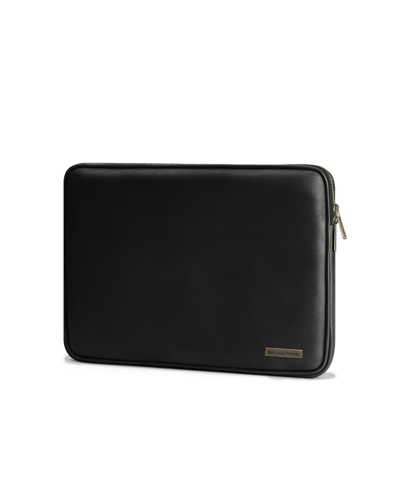 DailyObjects Black Vegan Leather Zippered Sleeve For Laptop