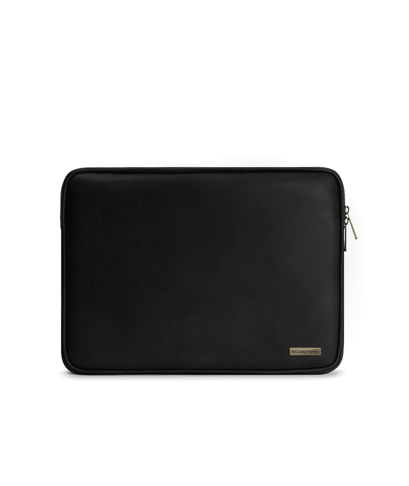 DailyObjects Black Vegan Leather Zippered Sleeve For Laptop