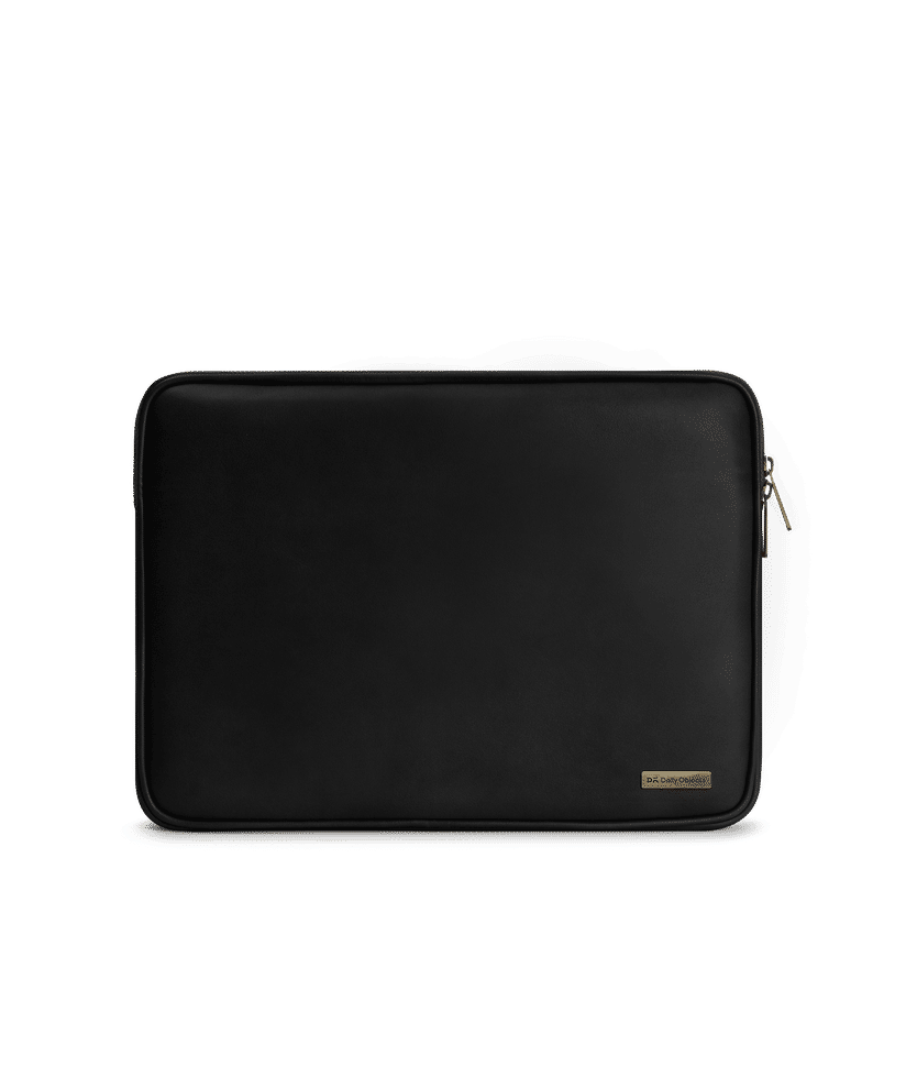 Vegan Laptop Bags India Black Vegan Leather Zippered Sleeve For
