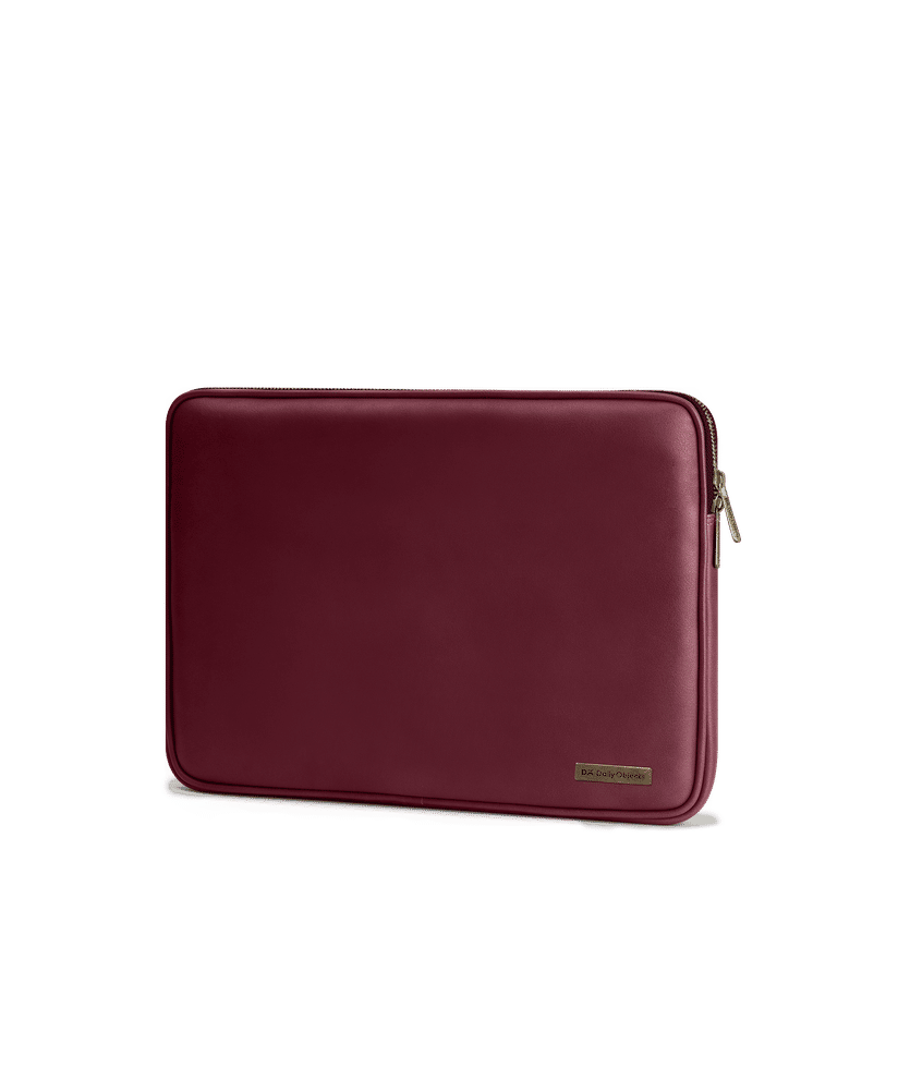 Burgundy Vegan Leather Zippered Sleeve For Laptop/MacBook (13 inch)