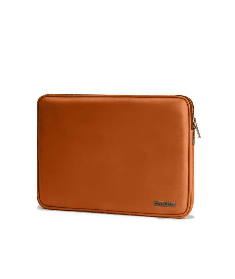 DailyObjects Tan Vegan Leather Zippered Sleeve For Laptop MacBook