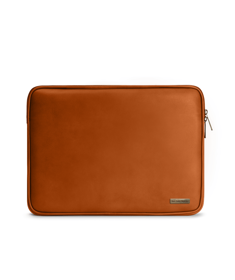 DailyObjects Tan Vegan Leather Zippered Sleeve For Laptop/MacBook