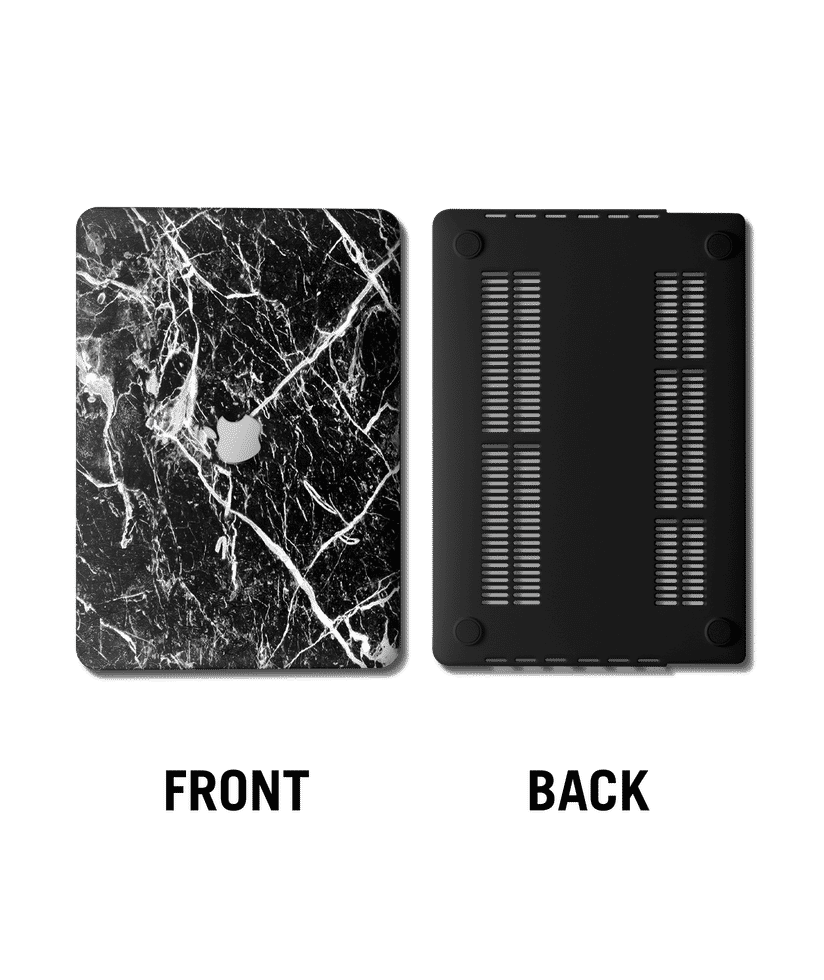 Black marble macbook pro case top