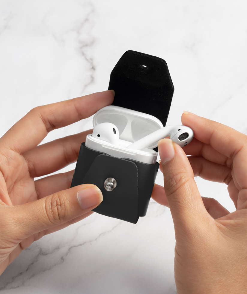 Black Airpods Leather Cover At DailyObjects