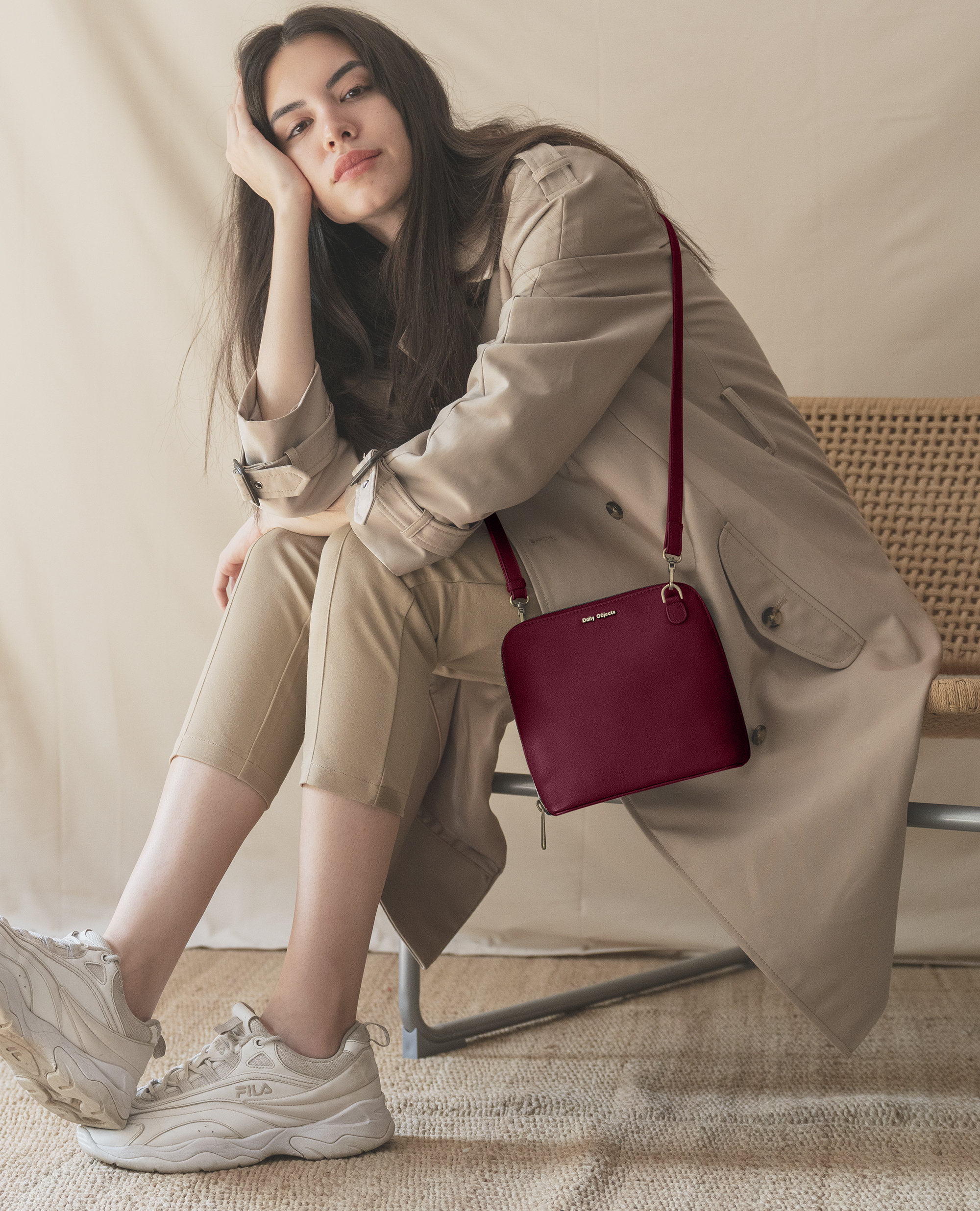 DailyObjects Burgundy Vegan Leather Trapeze Crossbody Bag Buy At