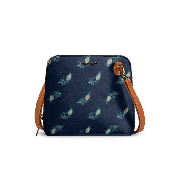 

DailyObjects Navy Feathers - Trapeze Crossbody Bag