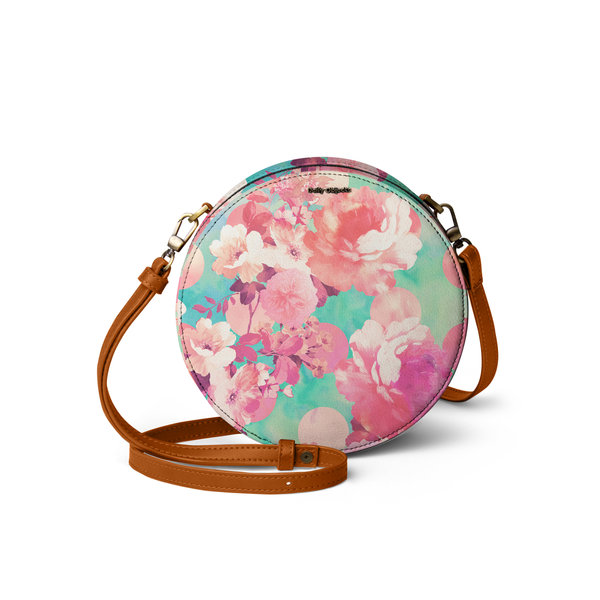 

DailyObjects Romantic Pink Retro Floral Pattern Teal Polka Dots - Orbis Crossbody Bag