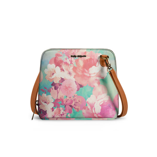 

DailyObjects Romantic Pink Retro Floral Pattern Teal Polka Dots - Trapeze Crossbody Bag