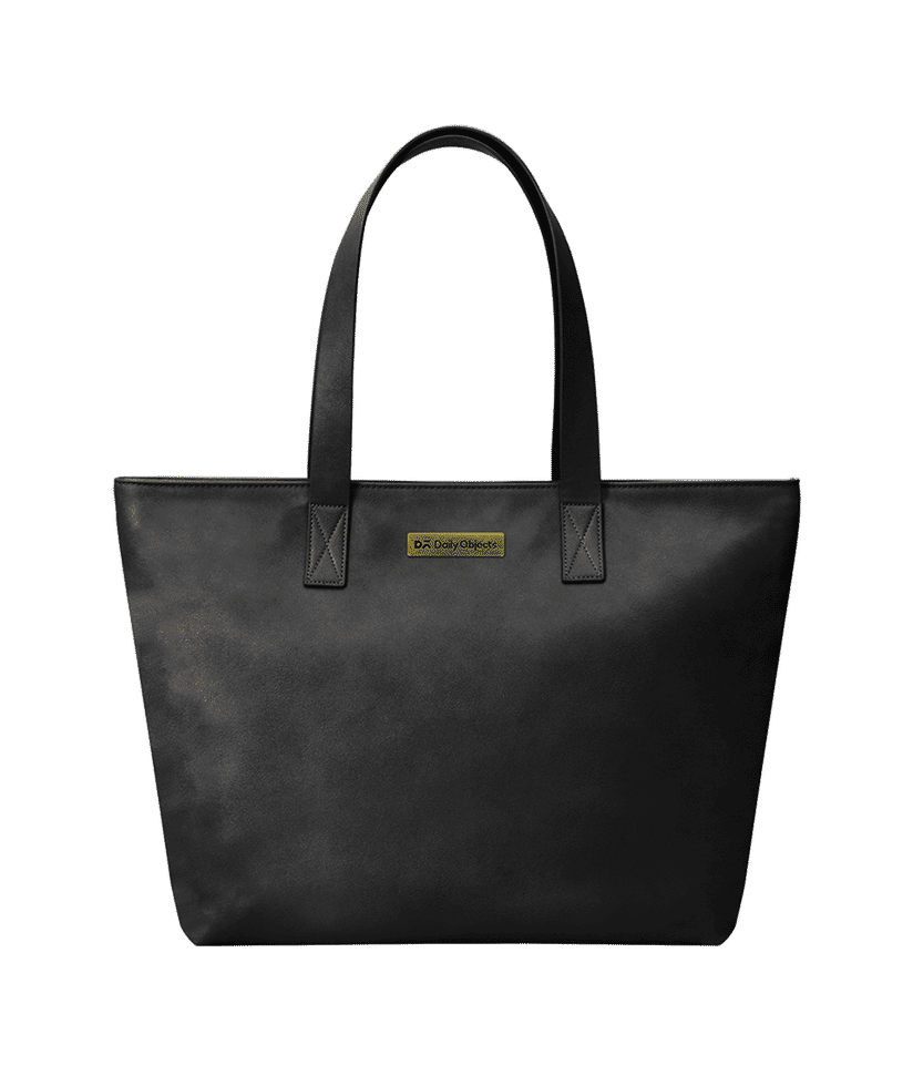 Black vegan leather tote bag outlet