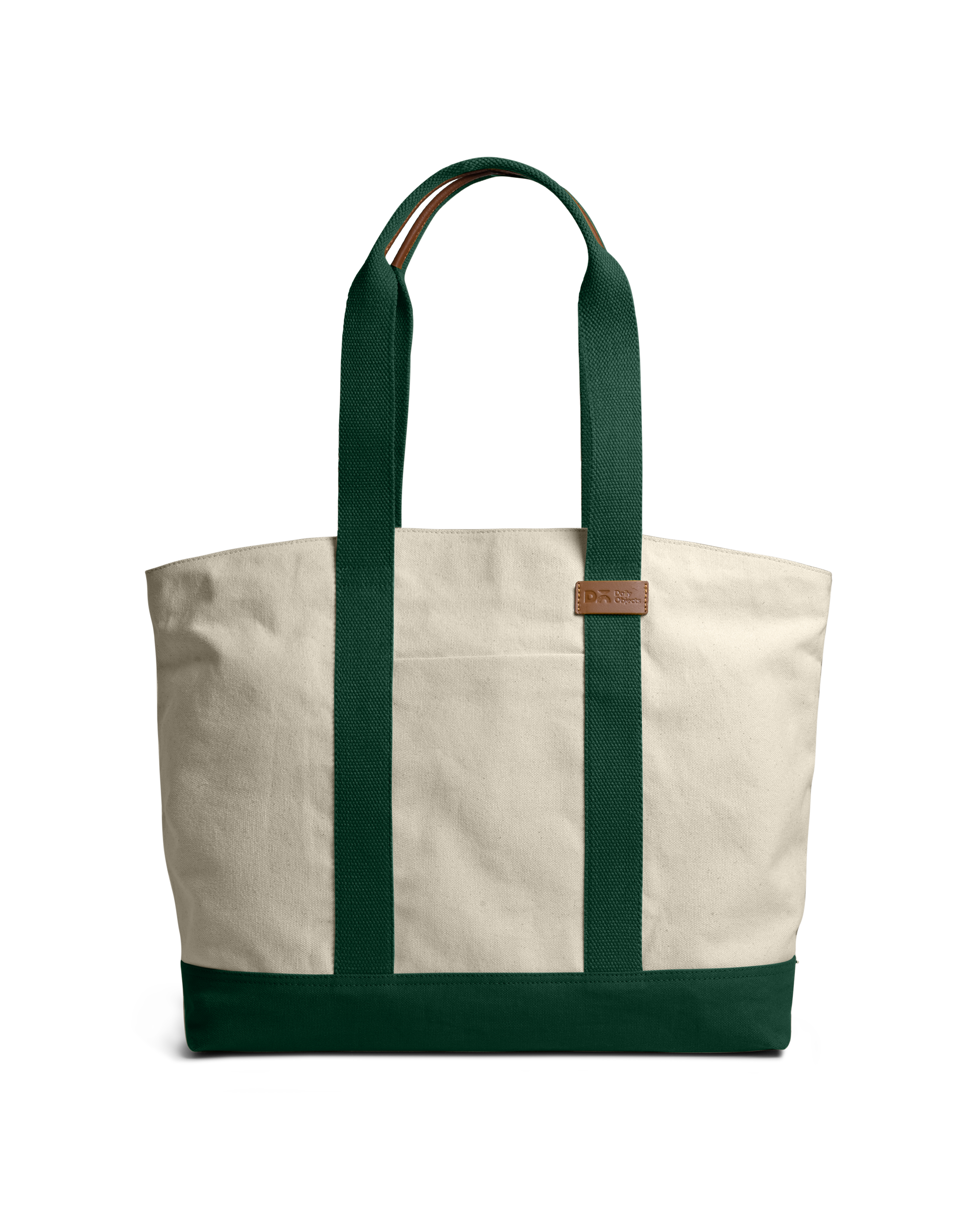 Ivory-Forest Green Field Tote Bag