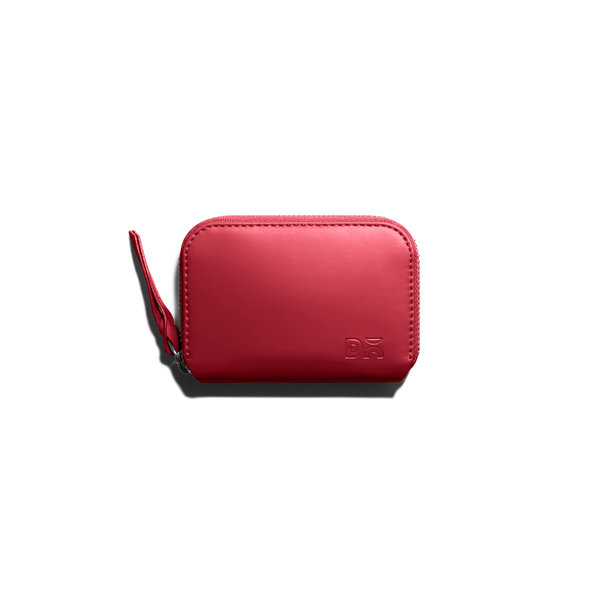 

Crimson Red Vegan Leather Zipper Slim Card & Coin Wallet