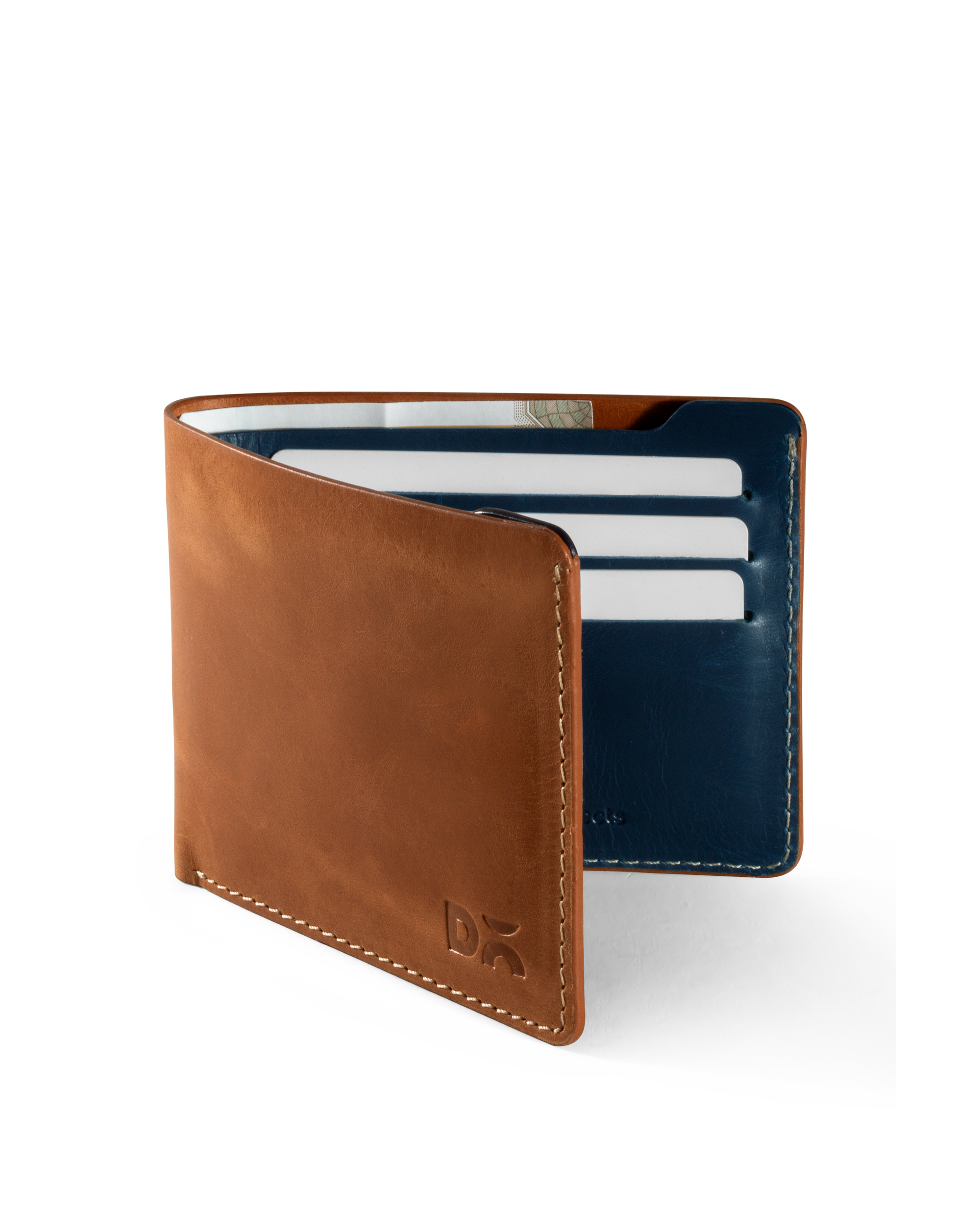 Handmade Genuine Veg Tanned Leather Bifold Wallet for Men Classic Design -  Black