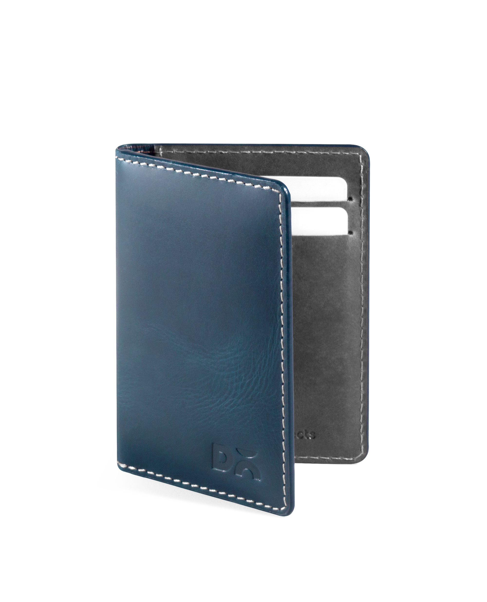 Deep Navy Log Bi-Fold Leather Wallet