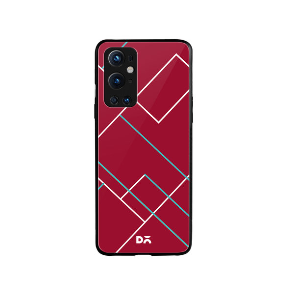 

DailyObjects Brick Red Tech Lines Glass Case Cover For OnePlus 9 Pro