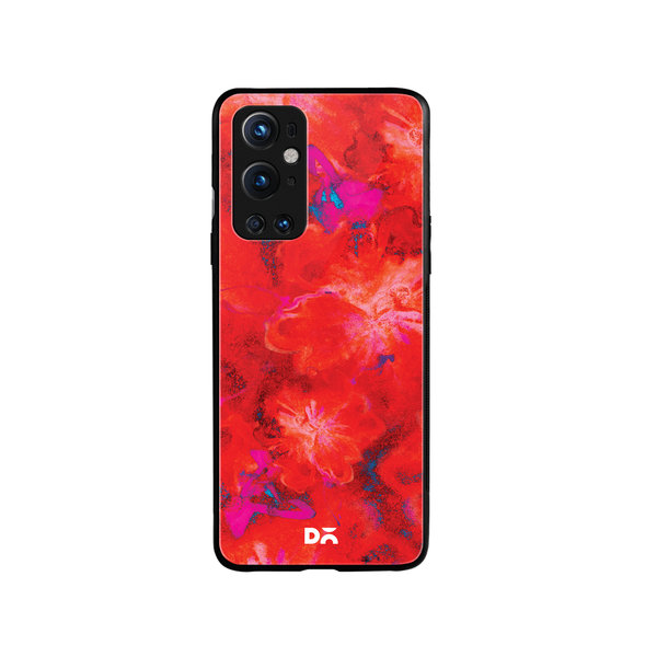

DailyObjects Large Red Marble Flowers Glass Case Cover For OnePlus 9 Pro