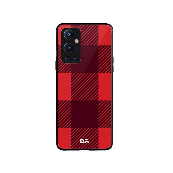 

DailyObjects Maroon Monochrome Checks Glass Case Cover For OnePlus 9 Pro