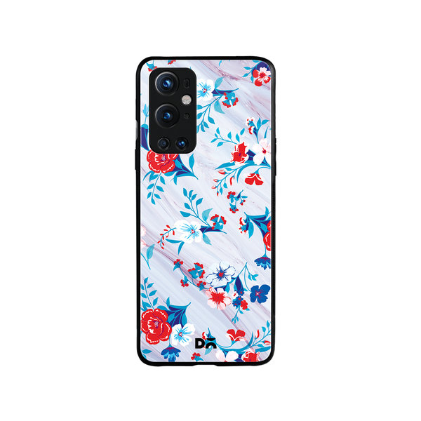 

DailyObjects Red & White Marble Flowers Glass Case Cover For OnePlus 9 Pro